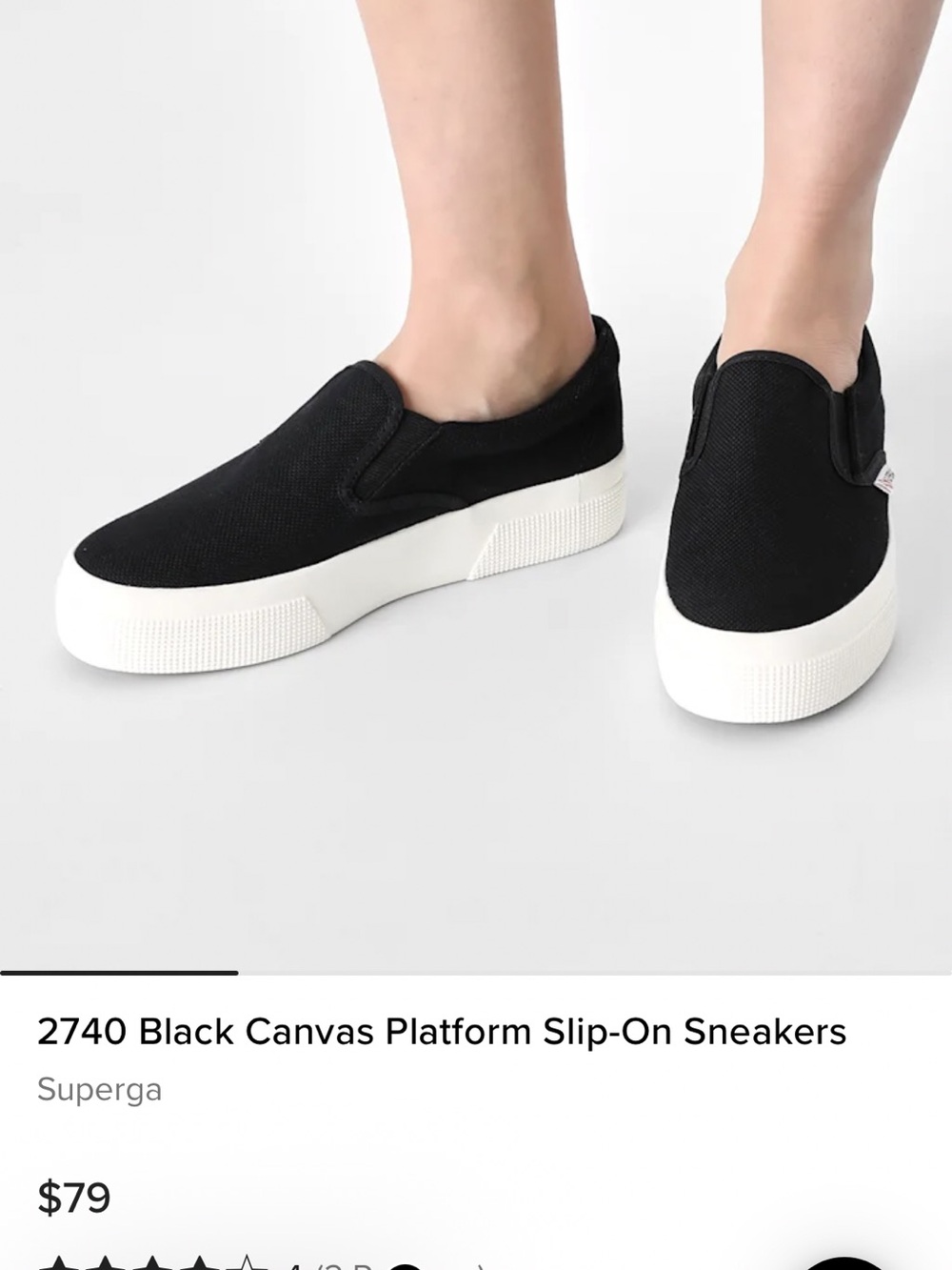 Superga 2470 Black Platform Slip-On Canvas Sneakers Womens 7M As New! No Box.